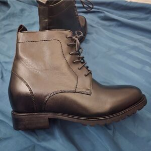 Calto Mens Black Boots size 8 elevator shoes invisible height increaser shoes